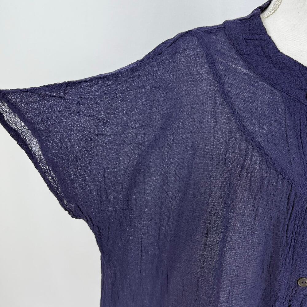 Jaded Gypsy Women's Oversize Gauze Button Down Top L/XL Navy Blue - Picture 5 of 12